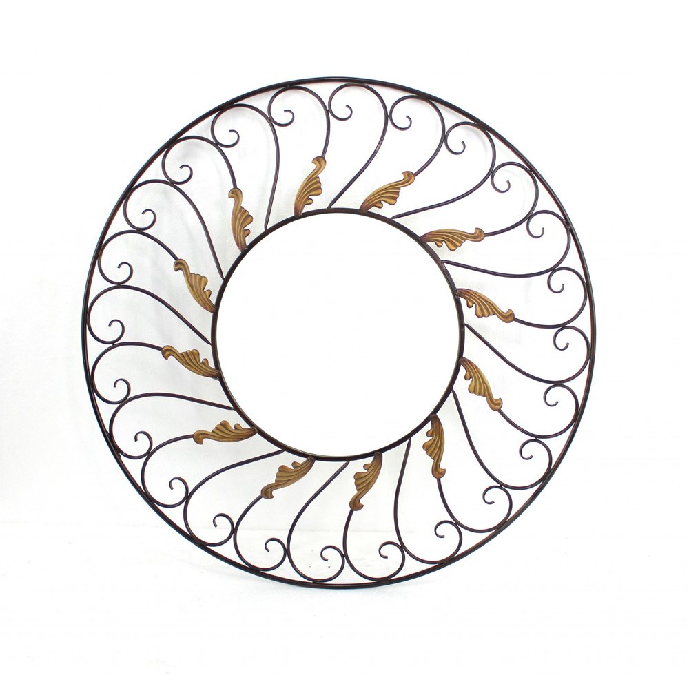 38" Bronze Metal Round Framed Accent Mirror