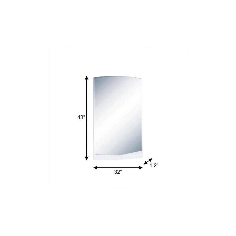 43" White Dresser Mount Frameless Bathroom Vanity Mirror