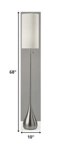 68" Silver Floor Lamp With White Fabric Drum Shade
