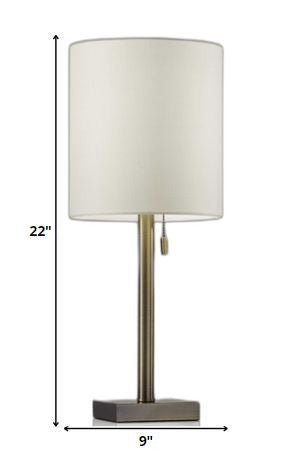 22" Silver Table Lamp With Drum Shade