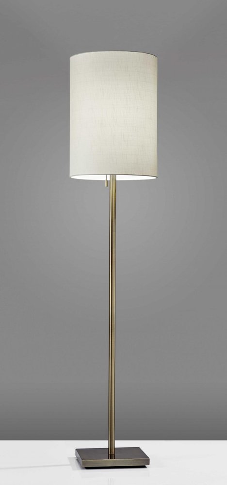 61" Silver Metal Floor Lamp With Fabric Shade