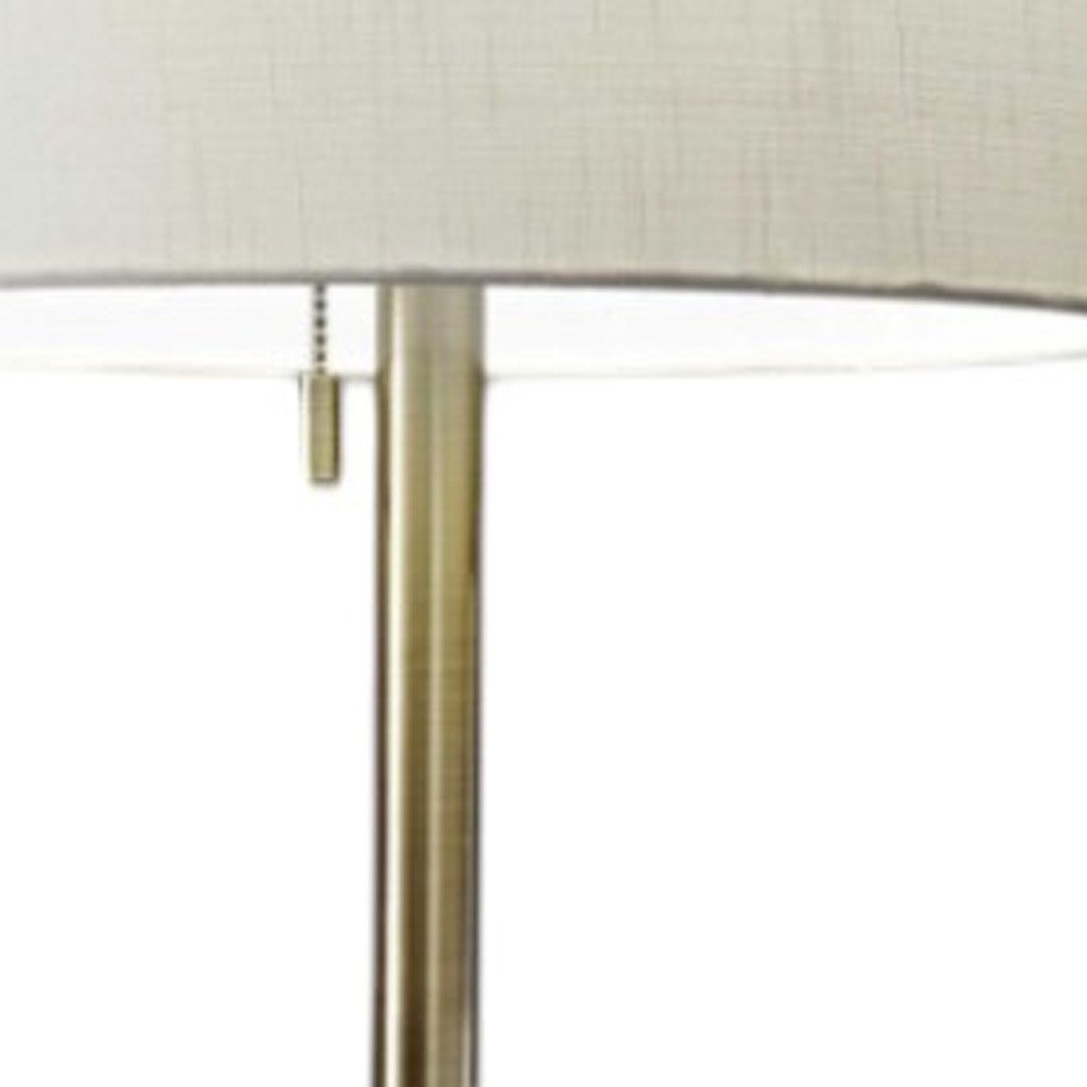 61" Silver Metal Floor Lamp With Fabric Shade