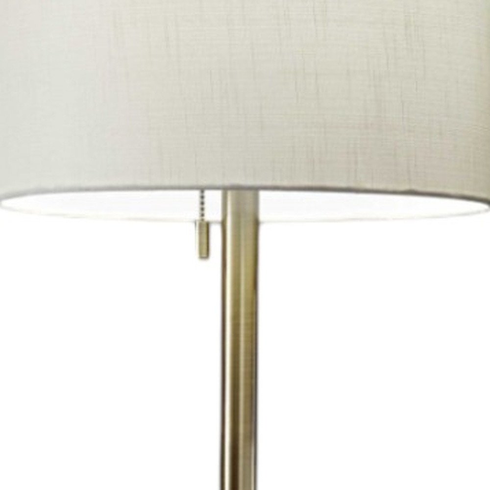 61" Silver Metal Floor Lamp With Fabric Shade