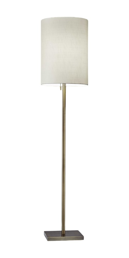 61" Silver Metal Floor Lamp With Fabric Shade