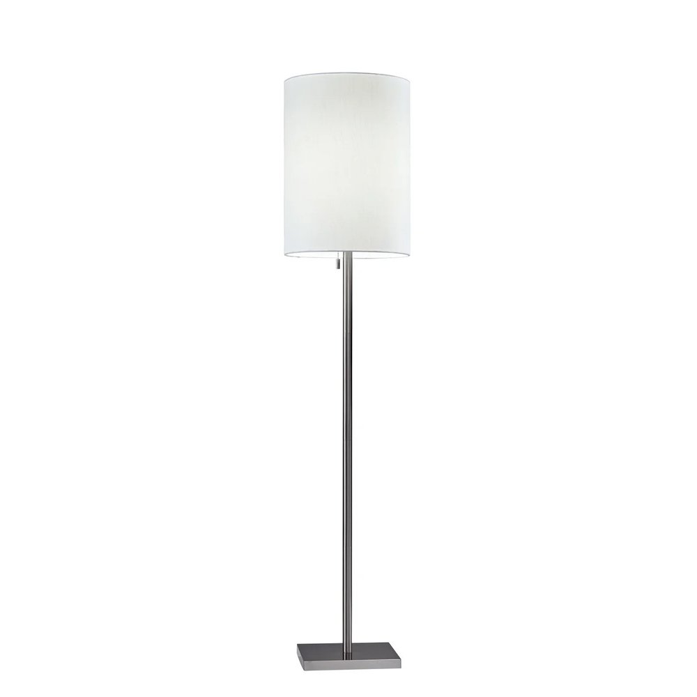 61" Silver Metal Floor Lamp With Fabric Shade
