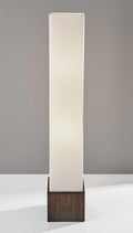 50" Brown And White Rattan Two Light Column Floor Lamp With White Fabric Shade
