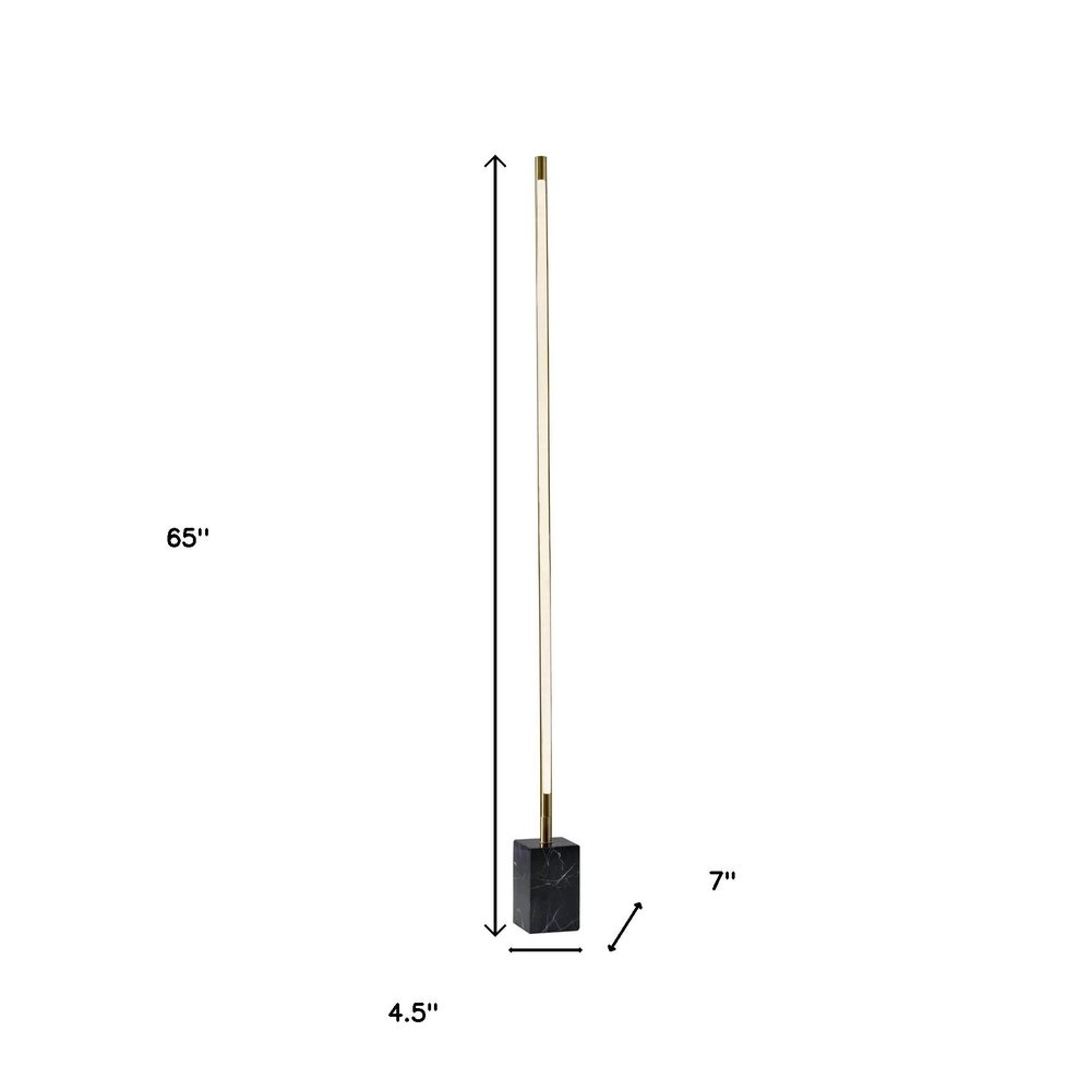 Brass Genuine Marble And Glass Column Floor Lamp