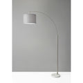 74" Silver Metal Arched Floor Lamp With Gray Linen Drum Shade