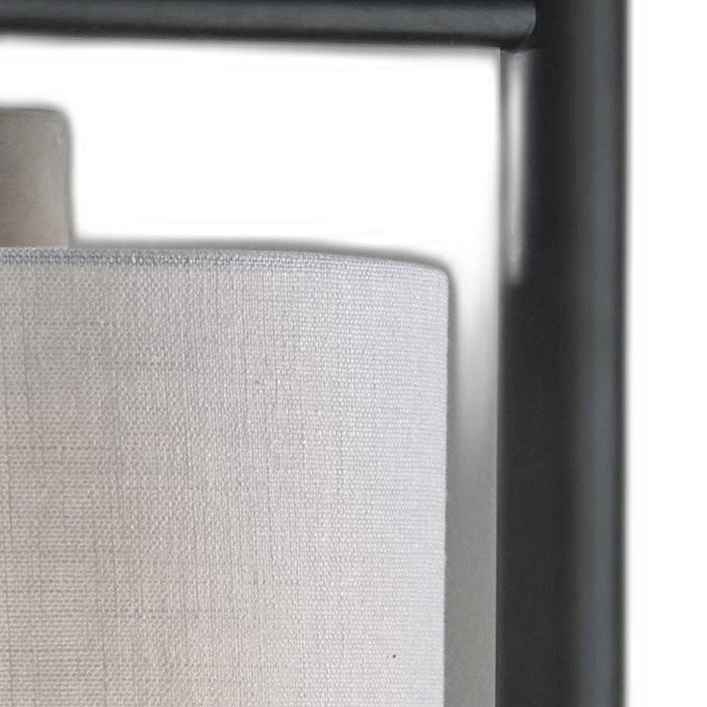 23" Gray Metal Novelty Table Lamp With White Empire Shade