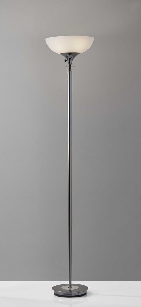 72" Black And White With White Glass Shade