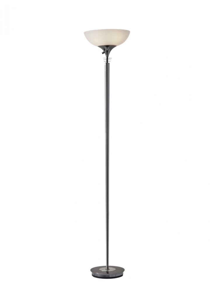 72" Black And White With White Glass Shade