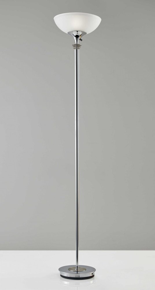 72" Black And White With White Glass Shade