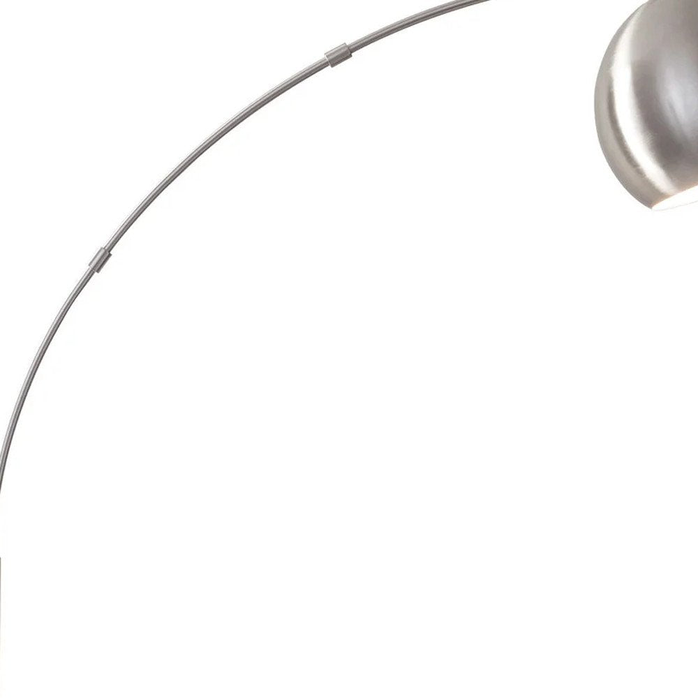 78" Silver Arc Floor Lamp With Silver Metal Bowl Shade