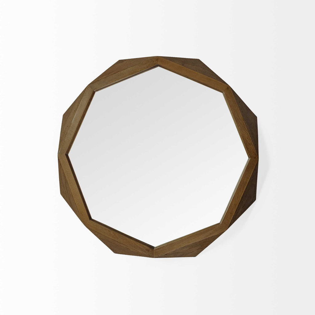 32" Brown Solid Wood Octagon Framed