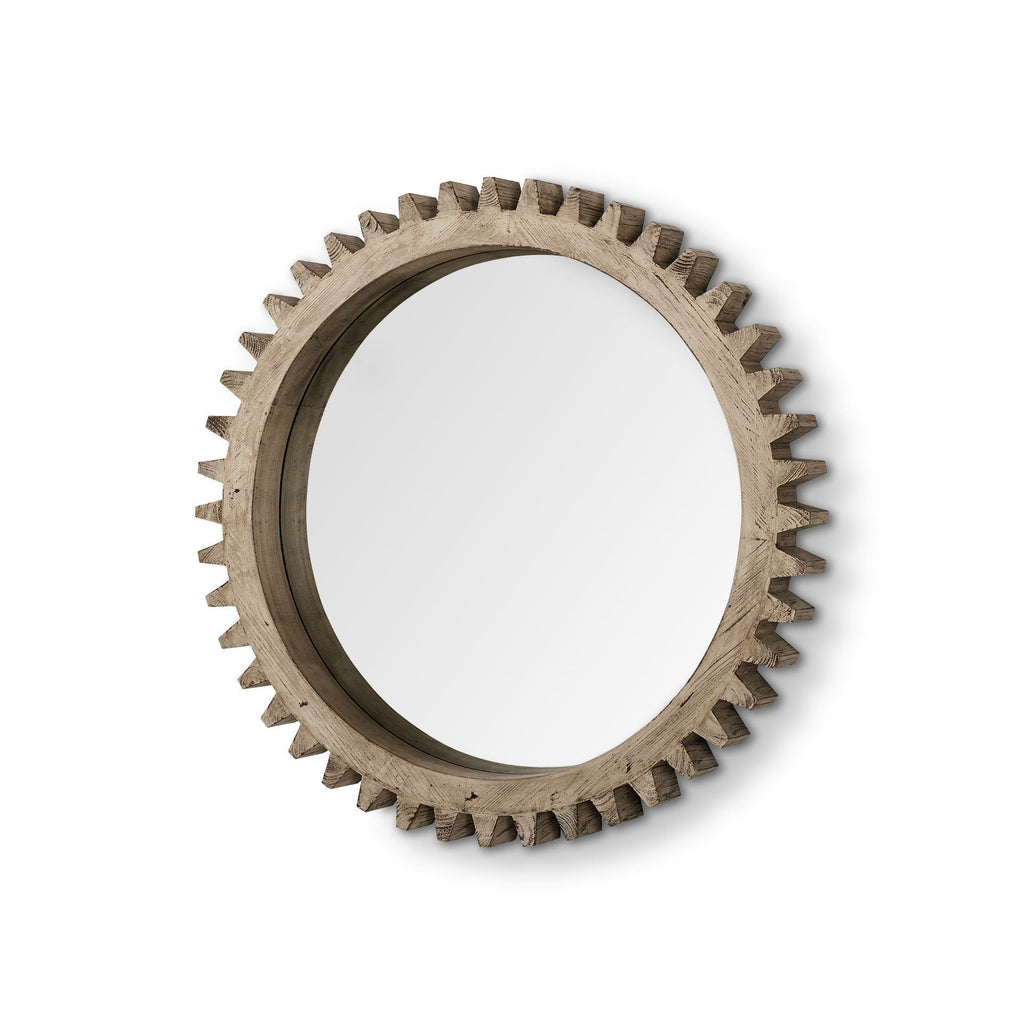 35" Brown Abstract Wood Framed Accent Mirror