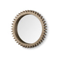 35" Brown Abstract Wood Framed Accent Mirror