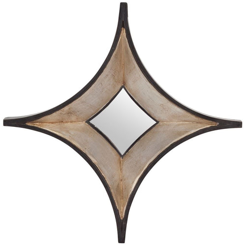 17" Dark Brown Wood Diamond Framed Accent Mirror