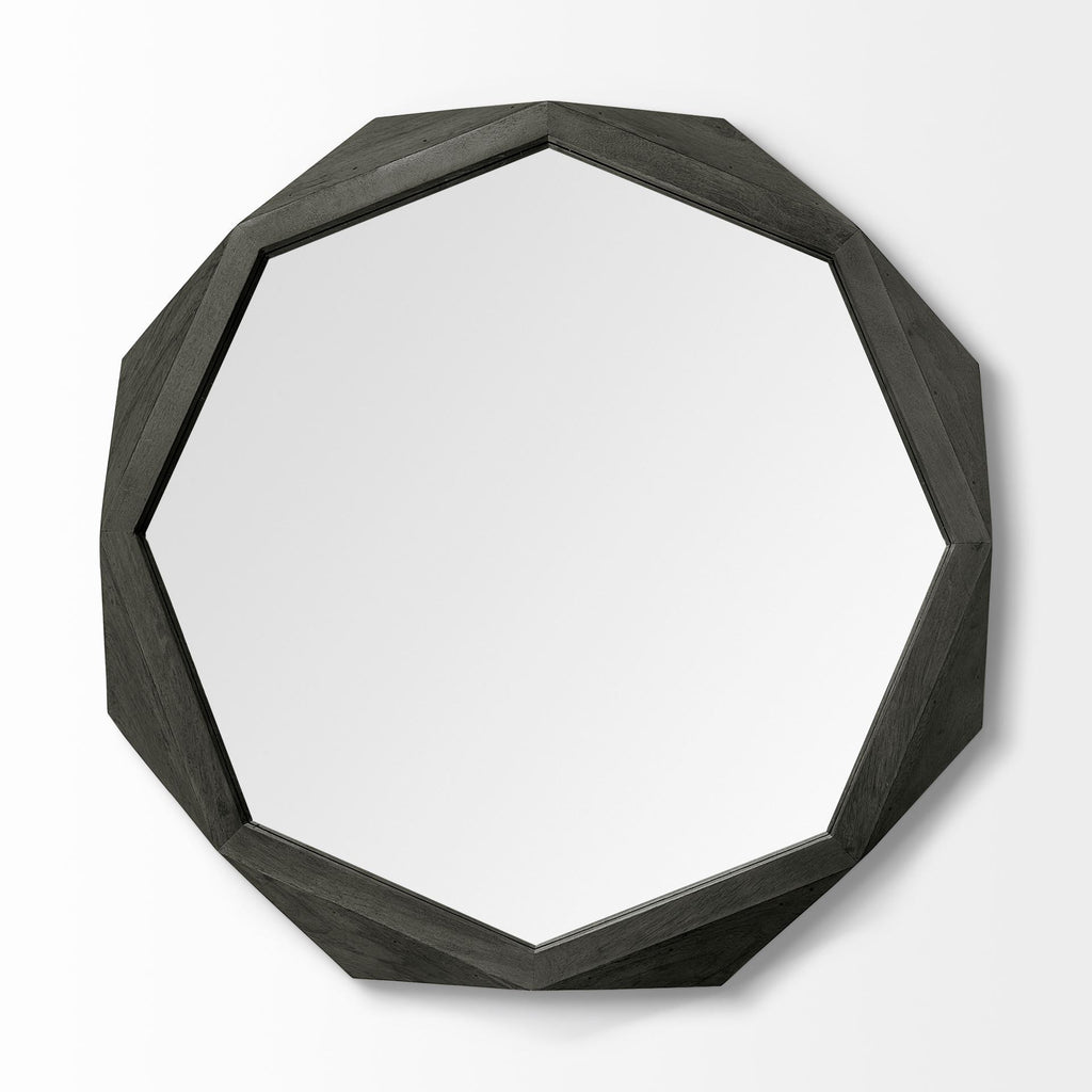 41" Black Solid Wood Octagon Framed