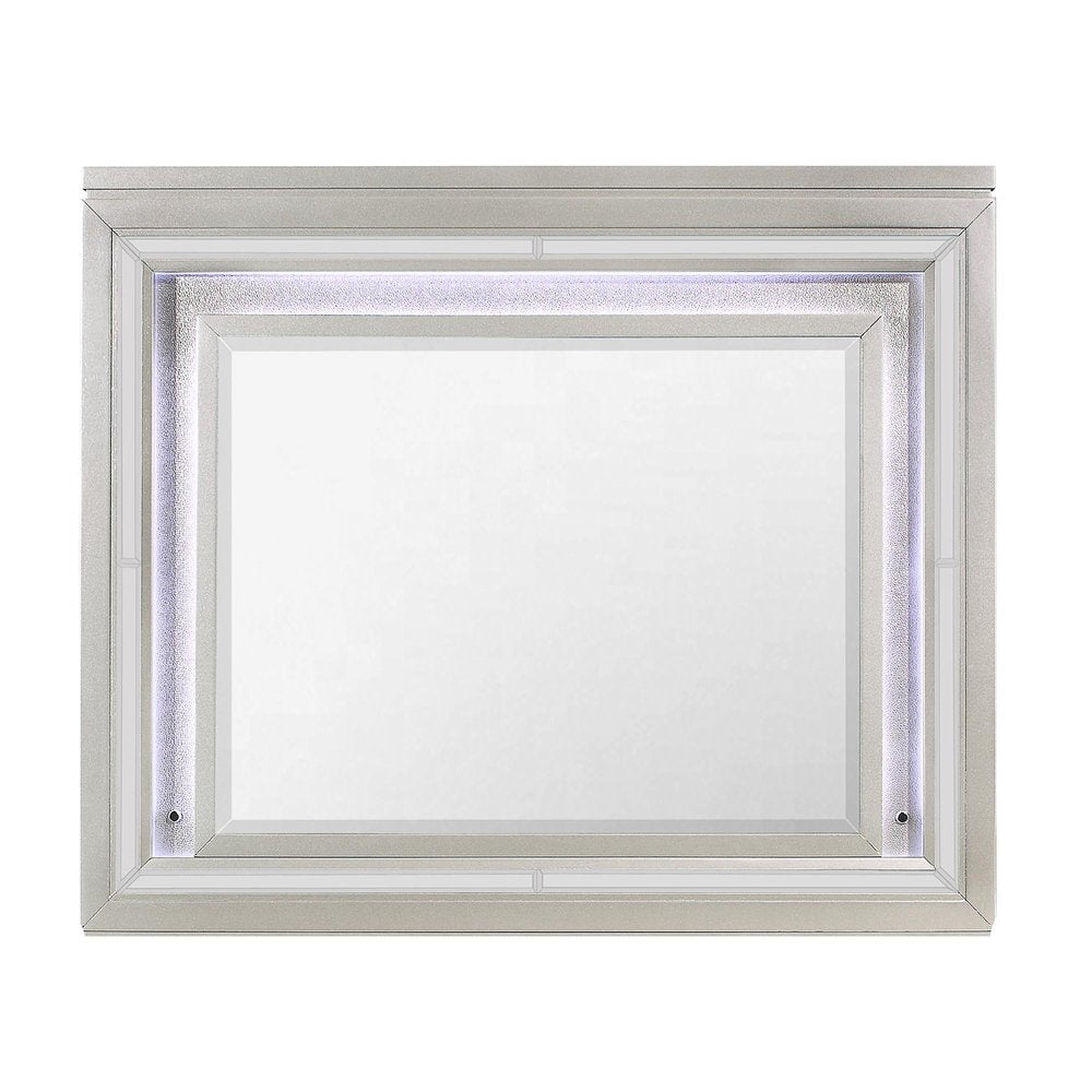 38" Champagne Wood Lighted Mounted Accent Mirror