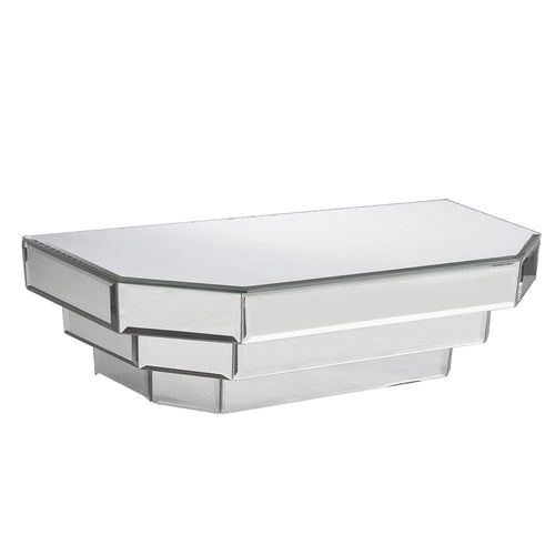 16" Silver Mirrored Glass Hanging Dimensional Floating Shelf