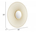35" Gold Round Iron Framed Accent Mirror
