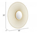 35" Gold Round Iron Framed Accent Mirror