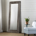 58" Dark Brown Solid Wood Wall Mounted And Freestanding Framed Accent Mirror