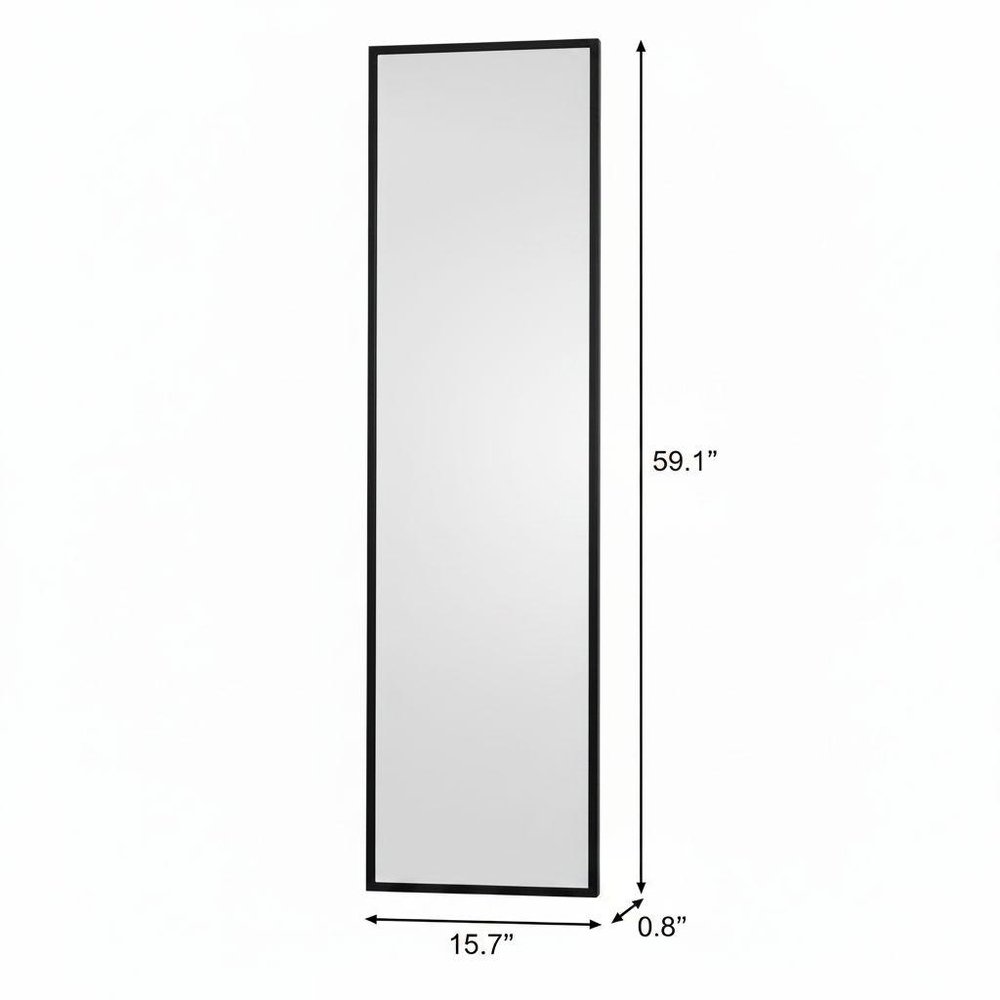 59" Black Metal Freestanding Framed Standing Mirror