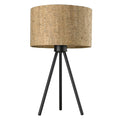 22" Black Metal Tripod Table Lamp With Beige Drum Shade