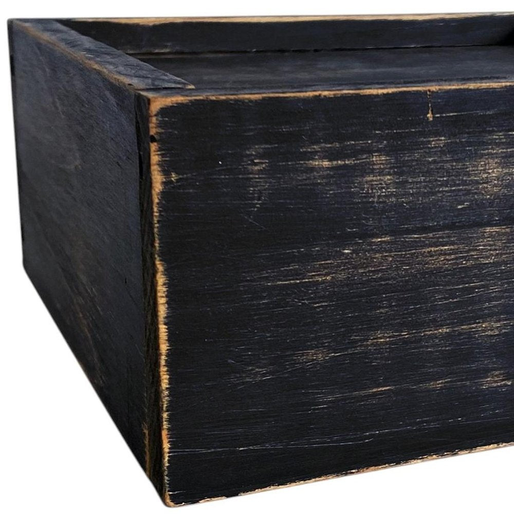 7" Black Wood Wall Mounted Floating Shelf With LED Light