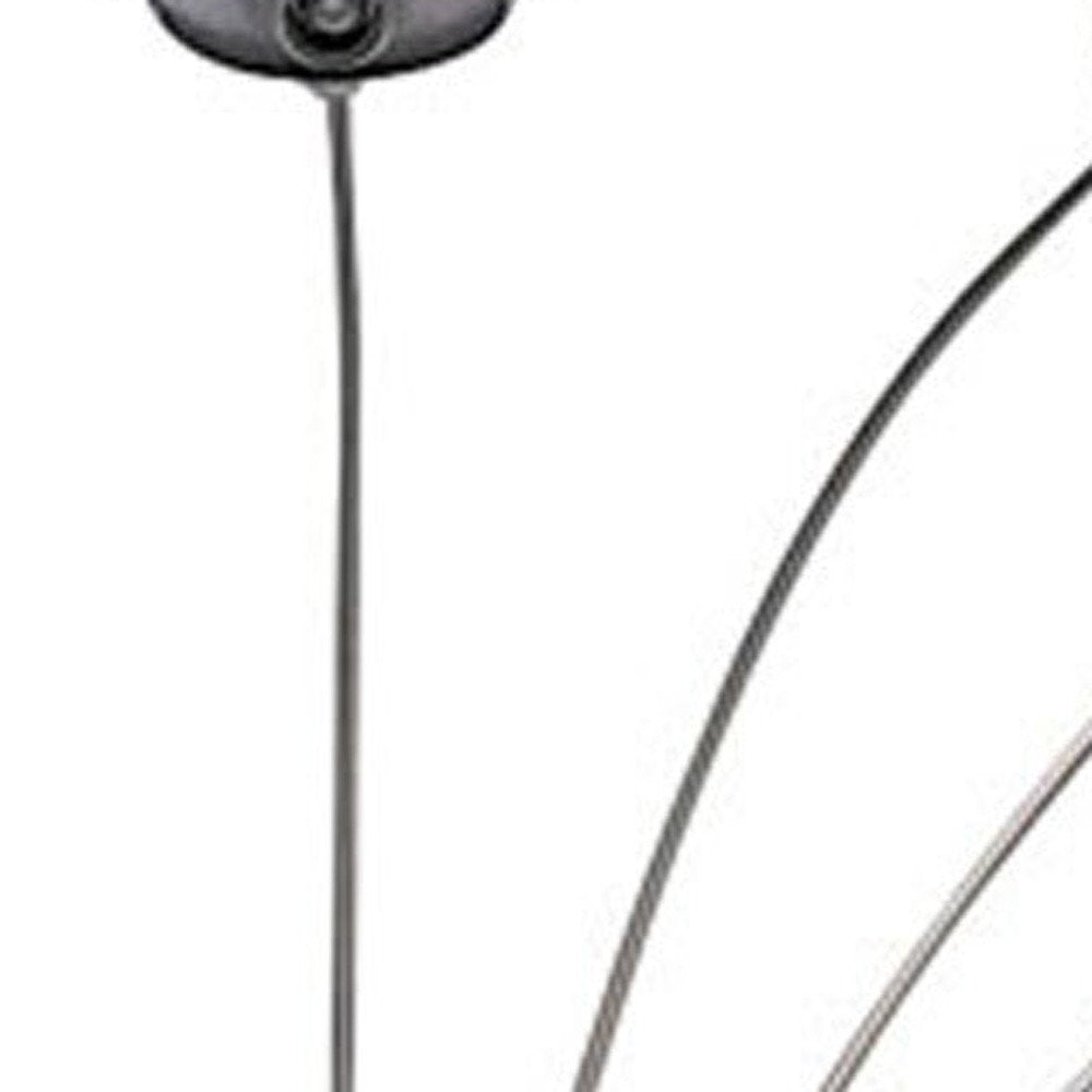 84" Gold Five Light Arc Floor Lamp With Brass Metal Dome Shade