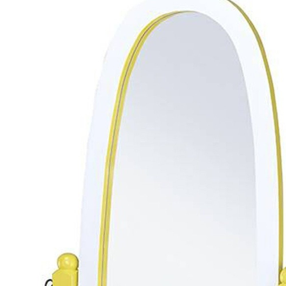 59" Purple And White Wood Freestanding Oval Framed Cheval Mirror