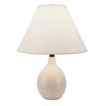 14" Beige Gourd Bedside Lamp With Drum Shade