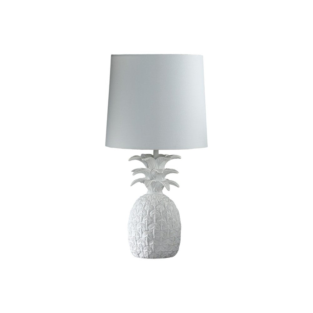 17" White Pineapple Table Lamp With Empire Shade