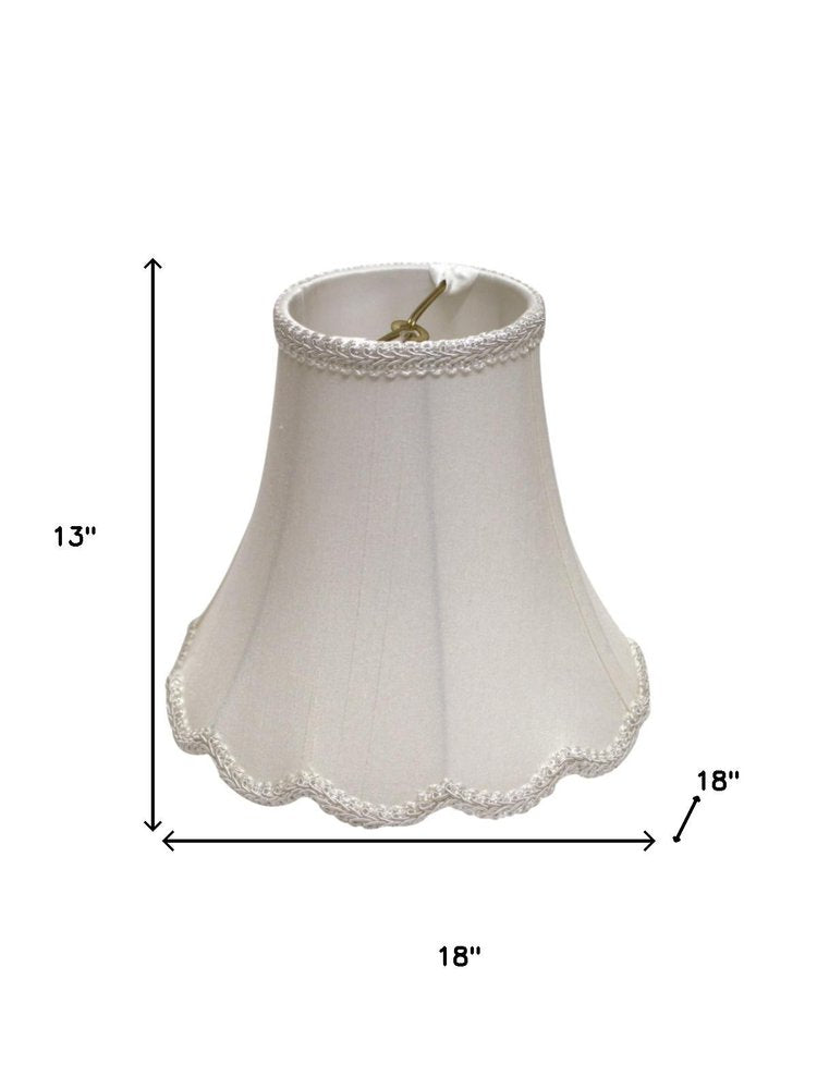 18" White Slanted Scallop Bell Monay Shantung Lampshade