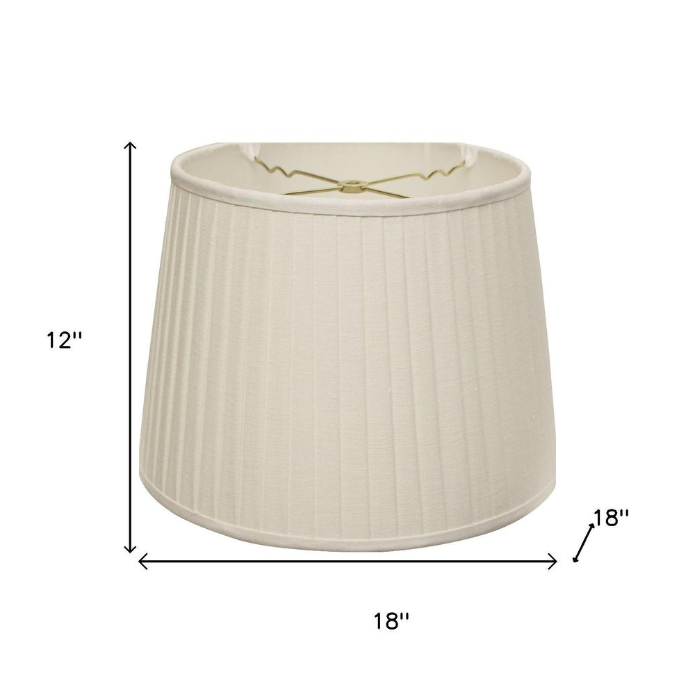18" White Linen Lampshade with Side Pleats