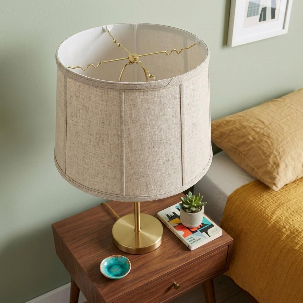 17" Cream Throwback Drum Linen Lampshade