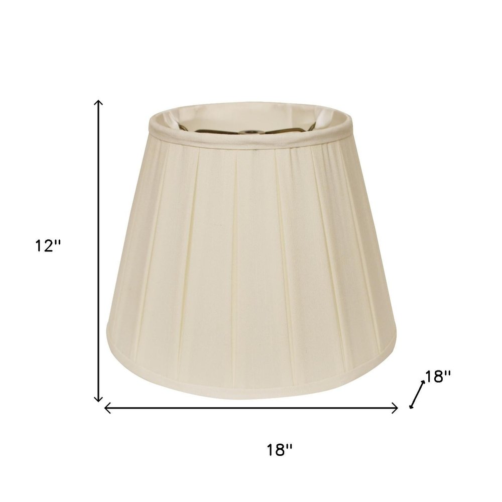 18" Ivory Slanted Crimped Box Shantung Lampshade