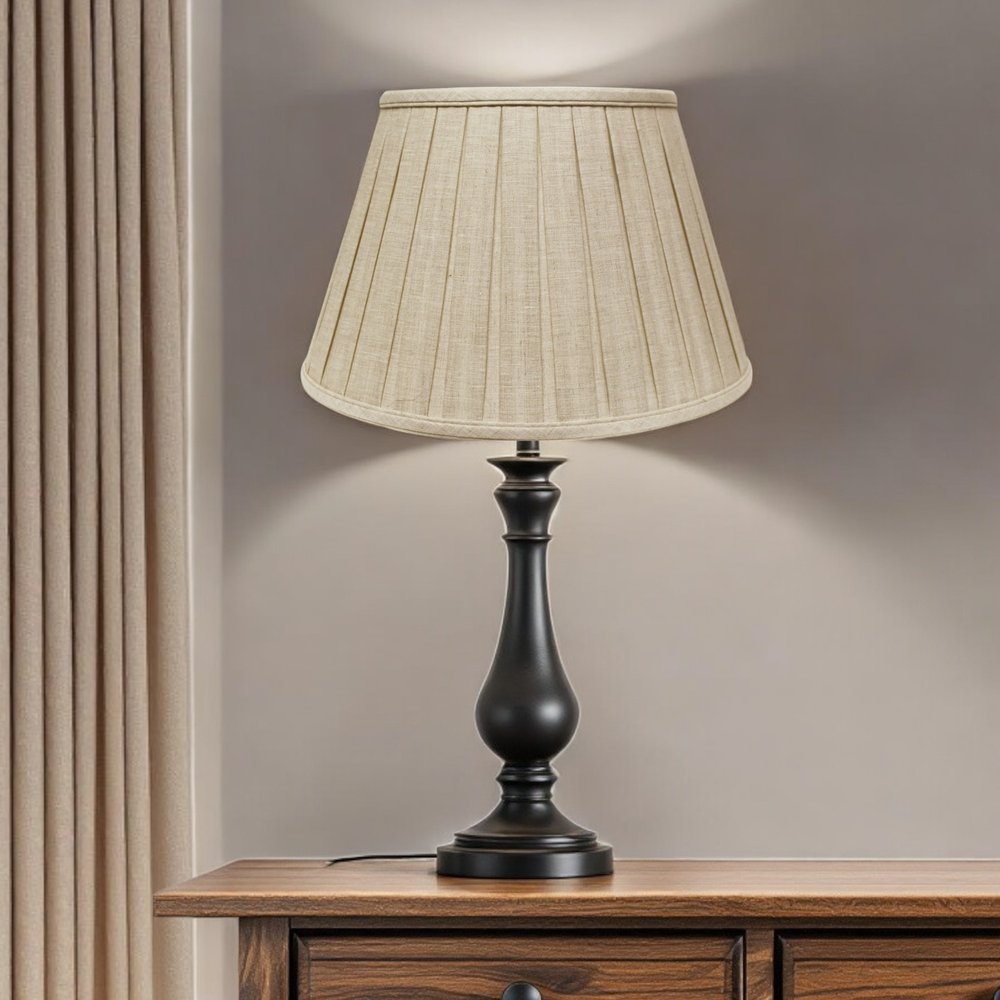 Cream Linen Pleated Empire Lamp Shade
