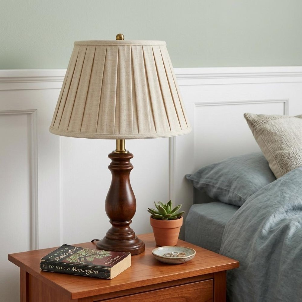 Cream Linen Pleated Empire Lamp Shade