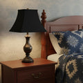 Black Shantung Silk Print Square Lamp Shade