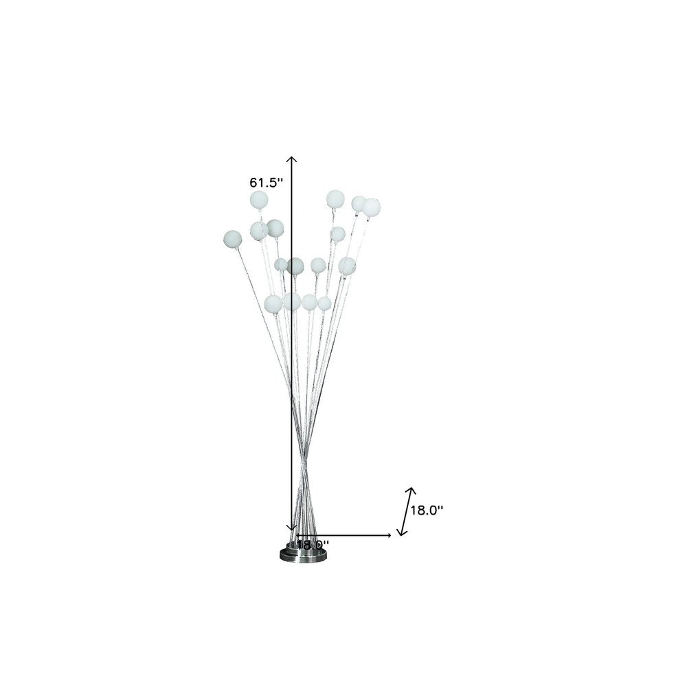 62" Silver 16 LED Novelty Floor Lamp With White