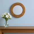 11" Brown Solid Wood Round Accent Mirror