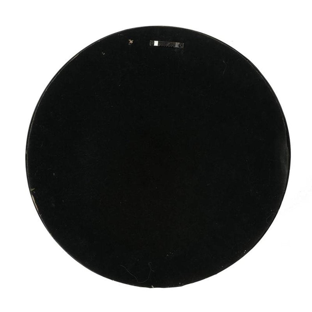 24" Dark Brown Distressed Wood Round Framed Accent Mirror