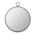 28" Black Round Iron Framed Accent Mirror