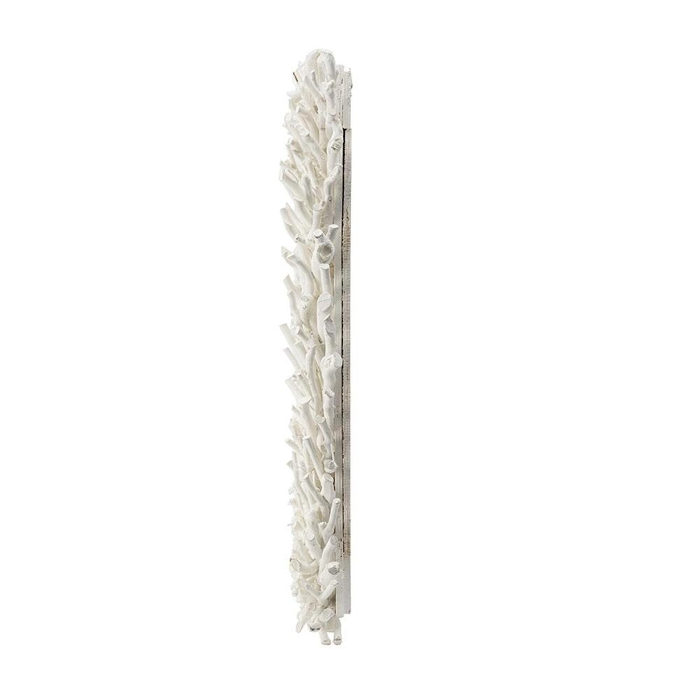 28" White Rattan Framed Accent Mirror