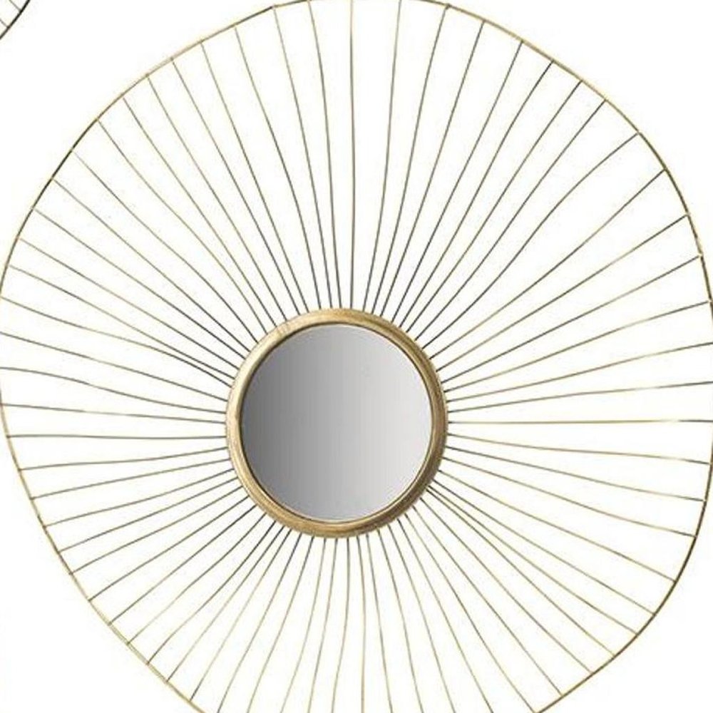 Set of Three Gold Iron Sunburst Framed Accent Mirror