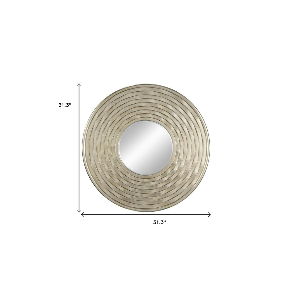 31" Silver Round Dimensional Thick Frame Accent Mirror