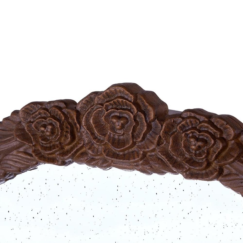 42" Brown Crowned Top Antiqued Glass Arch Framed Accent Mirror