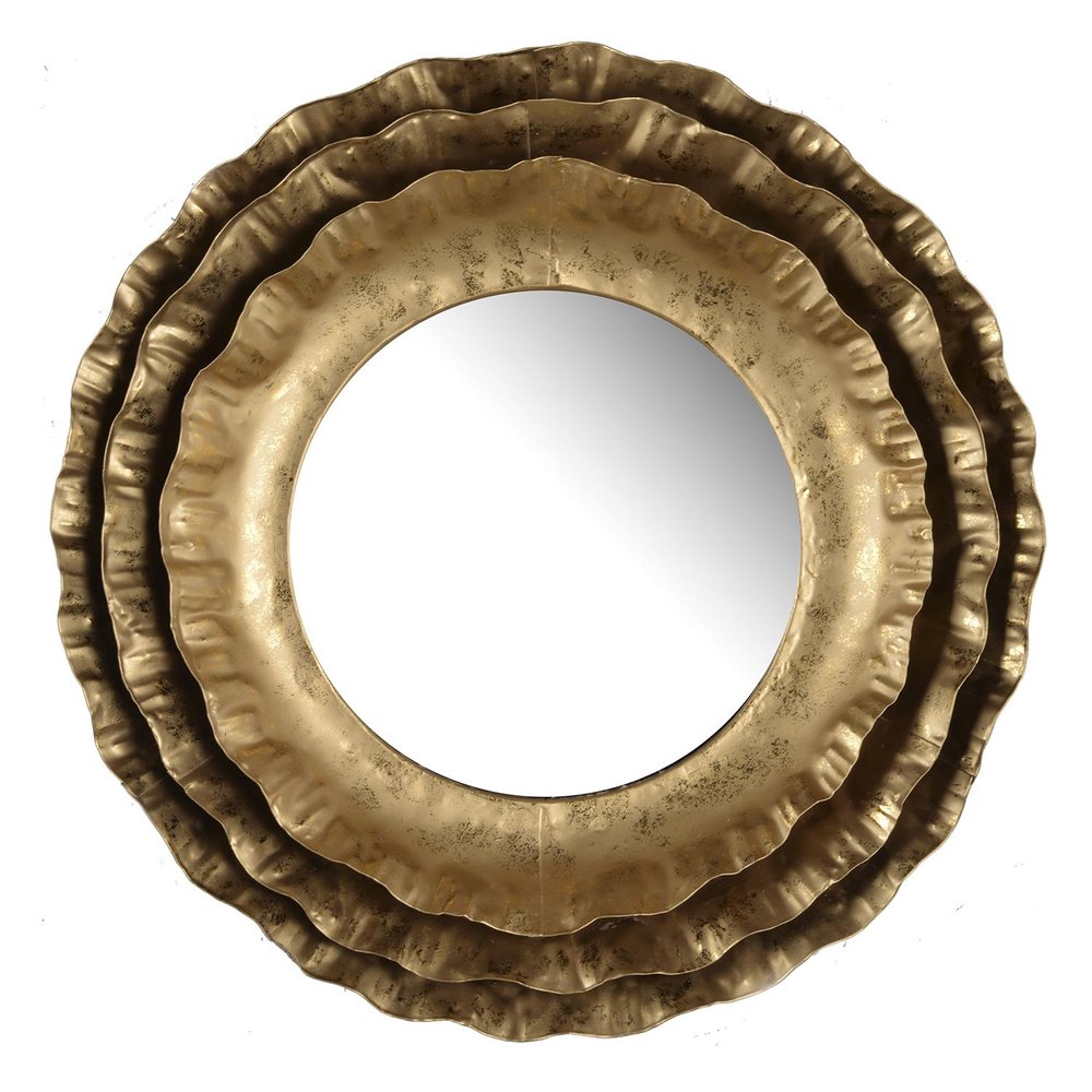 16" Gold Round Iron Framed Accent Mirror